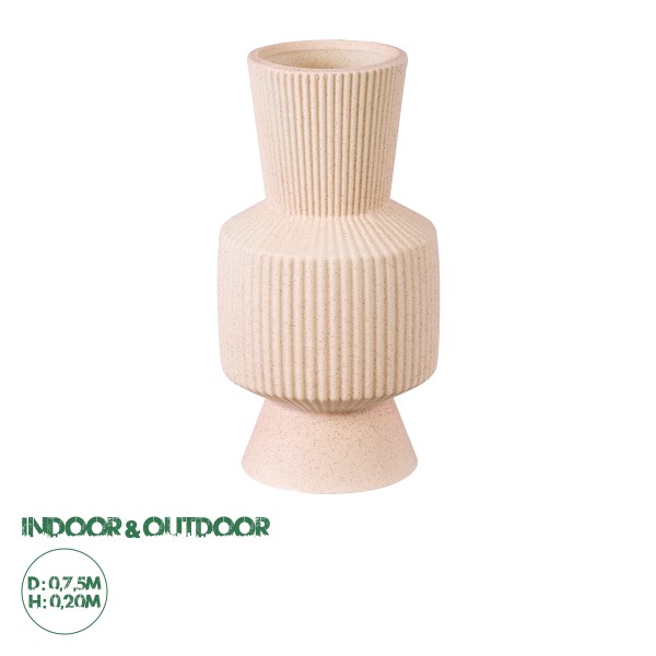 GloboStar® Artificial Garden CAPRI 20468 Πήλινο Κεραμικό Κασπώ Γλάστρα - Flower Pot Απαλό Μπεζ Φ7.5cm x Υ20cm