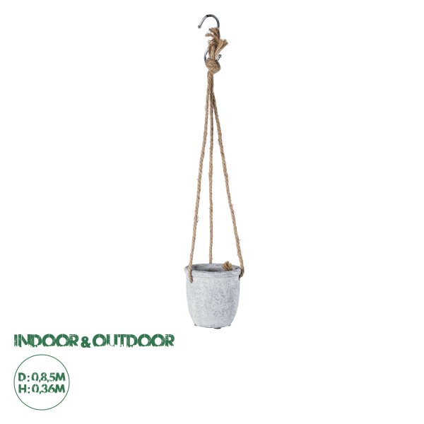 GloboStar® Artificial Garden SCORPIOS 20491 Κρεμαστό Πήλινο Κεραμικό Κασπώ Γλάστρα - Flower Pot Γκρι Φ8.5cm x Υ36cm