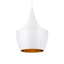 GloboStar® SHANGHAI WHITE 01026-A Μοντέρνο Κρεμαστό Φωτιστικό Οροφής Μονόφωτο 1 x E27 Λευκό Μεταλλικό Καμπάνα Φ25 x Υ30cm