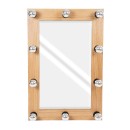 GloboStar® MAKEUP MIRROR-60x90-1 Μοντέρνος Καθρέπτης Μακιγιάζ με Πλαίσιο Φυσικού Ξύλου με Διακόπτη On/Off 10 x E27 AC220-240V - Μ60 x Π7 x Υ90cm - Μπεζ Δρυς