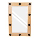 GloboStar® MAKEUP MIRROR-60x90-1 Μοντέρνος Καθρέπτης Μακιγιάζ με Πλαίσιο Φυσικού Ξύλου με Διακόπτη On/Off 10 x E27 AC220-240V - Μ60 x Π7 x Υ90cm - Μπεζ Δρυς