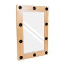 GloboStar® MAKEUP MIRROR-60x90-1 Μοντέρνος Καθρέπτης Μακιγιάζ με Πλαίσιο Φυσικού Ξύλου με Διακόπτη On/Off 10 x E27 AC220-240V - Μ60 x Π7 x Υ90cm - Μπεζ Δρυς