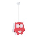 GloboStar® OWL 61576 Μοντέρνο Παιδικό Κρεμαστό Φωτιστικό Οροφής Μονόφωτο 1 x E27 Κόκκινο PVC Φιγούρα Κουκουβάγια Μ29.5 x Π15.5 x Υ30.5cm