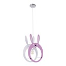 GloboStar® BUNNY 61577 Μοντέρνο Παιδικό Κρεμαστό Φωτιστικό Οροφής Μονόφωτο 1 x E27 Ροζ PVC Φιγούρα Λαγουδάκι Μ27.2 x Π15.5 x Υ40cm