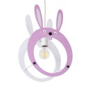 GloboStar® BUNNY 61577 Μοντέρνο Παιδικό Κρεμαστό Φωτιστικό Οροφής Μονόφωτο 1 x E27 Ροζ PVC Φιγούρα Λαγουδάκι Μ27.2 x Π15.5 x Υ40cm