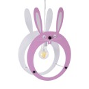 GloboStar® BUNNY 61577 Μοντέρνο Παιδικό Κρεμαστό Φωτιστικό Οροφής Μονόφωτο 1 x E27 Ροζ PVC Φιγούρα Λαγουδάκι Μ27.2 x Π15.5 x Υ40cm