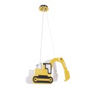 GloboStar® EXCAVATOR 61579 Μοντέρνο Παιδικό Κρεμαστό Φωτιστικό Οροφής Μονόφωτο 1 x E27 Κίτρινο PVC Φιγούρα Εκσκαφέας-Φαγάνα Μ45 x Π15.5 x Υ27cm