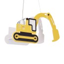 GloboStar® EXCAVATOR 61579 Μοντέρνο Παιδικό Κρεμαστό Φωτιστικό Οροφής Μονόφωτο 1 x E27 Κίτρινο PVC Φιγούρα Εκσκαφέας-Φαγάνα Μ45 x Π15.5 x Υ27cm