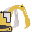 GloboStar® EXCAVATOR 61579 Μοντέρνο Παιδικό Κρεμαστό Φωτιστικό Οροφής Μονόφωτο 1 x E27 Κίτρινο PVC Φιγούρα Εκσκαφέας-Φαγάνα Μ45 x Π15.5 x Υ27cm