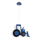 GloboStar® TRACTOR 61580 Μοντέρνο Παιδικό Κρεμαστό Φωτιστικό Οροφής Μονόφωτο 1 x E27 Μπλε PVC Φιγούρα Τρακτέρ-Φαγάνα Μ40 x Π15.5 x Υ26.5cm