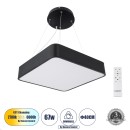 GloboStar® KAMALA 61206-P Κρεμαστή Πλαφονιέρα Οροφής LED CCT 67W 7370lm 120° AC 220-240V - Εναλλαγή Φωτισμού μέσω Τηλεχειριστηρίου All In One Ψυχρό 6000k+Φυσικό 4500k+Θερμό 2700k Dimmable Μ40 x Π40 x Υ8cm- Μαύρο - 3 Years Warranty