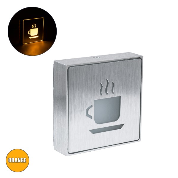 GloboStar® SENSATI 75661 Φωτιστικό Τοίχου Ένδειξης HOT COFFEE LED 1W AC 220-240V IP20 - Σώμα Αλουμινίου - Μ11 x Π11 x Υ3cm - Πορτοκαλί