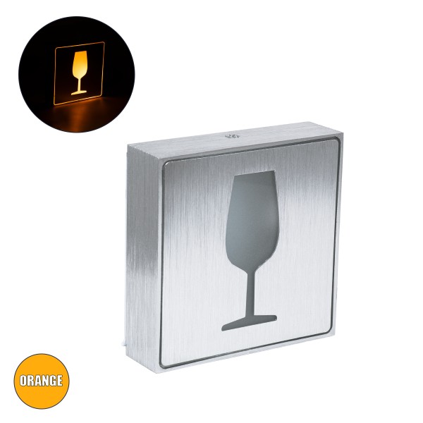 GloboStar® SENSATI 75662 Φωτιστικό Τοίχου Ένδειξης GLASS OF WINE LED 1W AC 220-240V IP20 - Σώμα Αλουμινίου - Μ11 x Π11 x Υ3cm - Πορτοκαλί