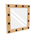 GloboStar® MAKEUP MIRROR-80x80-1 Μοντέρνος Καθρέπτης Μακιγιάζ με Πλαίσιο Φυσικού Ξύλου με Διακόπτη On/Off 12 x E27 AC220-240V - Μ80 x Π7 x Υ80cm - Μπεζ Δρυς