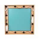 GloboStar® MAKEUP MIRROR-80x80-1 Μοντέρνος Καθρέπτης Μακιγιάζ με Πλαίσιο Φυσικού Ξύλου με Διακόπτη On/Off 12 x E27 AC220-240V - Μ80 x Π7 x Υ80cm - Μπεζ Δρυς