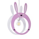 GloboStar® BUNNY 61577 Μοντέρνο Παιδικό Κρεμαστό Φωτιστικό Οροφής Μονόφωτο 1 x E27 Ροζ PVC Φιγούρα Λαγουδάκι Μ27.2 x Π15.5 x Υ40cm