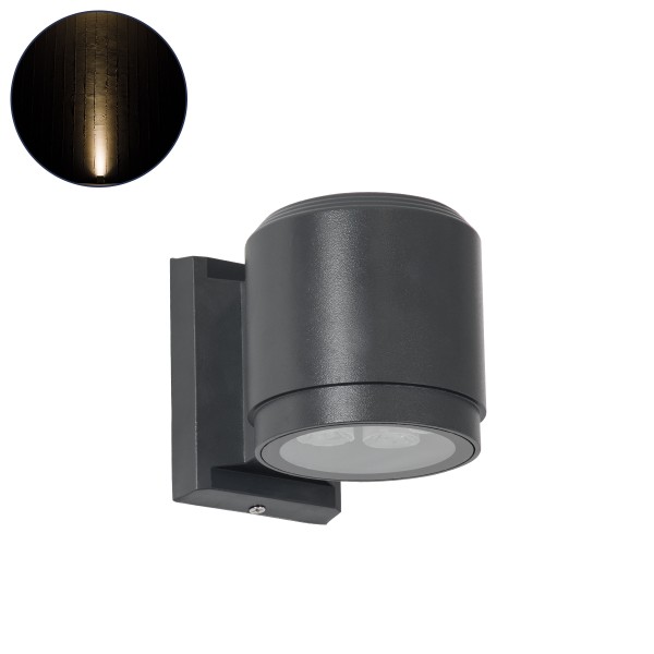 GloboStar® WALLLIGHT-SONA 90481 Φωτιστικό Τοίχου - Απλίκα LED 12W 1080lm 5° DC 24V Αδιάβροχο IP67 Μ9.5 x Π13 x Υ11cm Θερμό Λευκό 2700K - Γκρι Ανθρακί - 3 Years Warranty