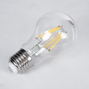 GloboStar® 99006 Λάμπα LED Long Filament E27 A60 Γλόμπος 6W 600lm 360° AC 220-240V IP20 Φ6 x Υ10.5cm Θερμό Λευκό 2700K με Διάφανο Γυαλί - Dimmable - 3 Χρόνια Εγγύηση