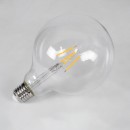 GloboStar® 99012 Λάμπα LED Long Filament E27 G125 Γλόμπος 4W 400lm 360° AC 220-240V IP20 Φ12.5 x Υ18cm Θερμό Λευκό 2700K με Διάφανο Γυαλί - Dimmable - 3 Years Warranty