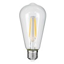 GloboStar® 99016 Λάμπα LED Long Filament E27 ST64 Αχλάδι 8W 800lm 360° AC 220-240V IP20 Φ6.4 x Υ14cm Θερμό Λευκό 2700K με Διάφανο Γυαλί - Dimmable - 3 Years Warranty