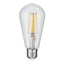 GloboStar® 99017 Λάμπα LED Long Filament E27 ST64 Αχλάδι 10W 1000lm 360° AC 220-240V IP20 Φ6.4 x Υ14cm Θερμό Λευκό 2700K με Διάφανο Γυαλί - Dimmable - 3 Years Warranty