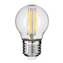 GloboStar® 99052 Λάμπα LED Long Filament E27 G45 Γλομπάκι 6W 660lm 360° AC 220-240V IP20 Φ4.5 x Υ7.5cm Φυσικό Λευκό 4000K με Διάφανο Γυαλί - Dimmable - 3 Years Warranty