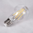 GloboStar® 99053 Λάμπα LED Long Filament E27 A60 Γλόμπος 10W 1100lm 360° AC 220-240V IP20 Φ6 x Υ10.5cm Φυσικό Λευκό 4000K με Διάφανο Γυαλί - Dimmable - 3 Χρόνια Εγγύηση