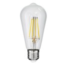 GloboStar® 99056 Λάμπα LED Long Filament E27 ST64 Αχλάδι 10W 1100lm 360° AC 220-240V IP20 Φ6.4 x Υ14cm Φυσικό Λευκό 4000K με Διάφανο Γυαλί - Dimmable - 3 Years Warranty