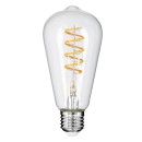 GloboStar® 99143 Λάμπα LED Soft S Spiral Filament E27 ST64 Αχλάδι 4W 300lm 360° AC 220-240V IP20 Φ6.4 x Υ14cm Θερμό Λευκό 2700K με Διάφανο Γυαλί - Dimmable - 3 Χρόνια Εγγύηση