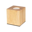 GloboStar® WOODBOX 99405 Μοντέρνο Επιτραπέζιο Φωτιστικό Πορτατίφ Μονόφωτο 1 x E27 AC220-240V με 1.35m Καλώδιο και Διακόπτη On/Off - Σώμα από Φυσικό Ξύλο - Μ7.6 x Π7.6 x Υ8.2cm - Μπεζ Δρυς - 5 Years Warranty