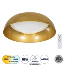 GloboStar® ANATOLIA 61263 Πλαφονιέρα Οροφής LED CCT 60W 6900lm 120° AC 220-240V - Εναλλαγή Φωτισμού μέσω Τηλεχειριστηρίου All In One Ψυχρό 6000k+Φυσικό 4500k+Θερμό 2700k Dimmable Φ43cm - Χρυσό - 3 Years Warranty