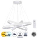 GloboStar® NEMESIS TRIO 61171-DECO Κρεμαστό Φωτιστικό Δαχτυλίδι-Κύκλος LED CCT 120W 14723lm 360° AC 220-240V - Εναλλαγή Φωτισμού μέσω Τηλεχειριστηρίου All In One Ψυχρό 6000k+Φυσικό 4500k+Θερμό 2700k Dimmable Φ40+60+80cm - Λευκό - 3 Years Warranty