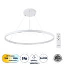 GloboStar® DIAMOND 61521 Κρεμαστό Φωτιστικό Δαχτυλίδι-Κύκλος LED CCT 67W 7504lm 360° AC 220-240V - Εναλλαγή Φωτισμού μέσω Τηλεχειριστηρίου All In One Ψυχρό 6000k+Φυσικό 4500k+Θερμό 2700k Dimmable Φ80cm - Λευκό - 3 Years Warranty