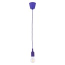 GloboStar® CABLITO 61560 Μοντέρνο Κρεμαστό Φωτιστικό Οροφής Μονόφωτο 1 x E27 Μωβ Σιλικόνης Ανάρτηση με Υφασμάτινο Καλώδιο Φ4 x Υ110cm