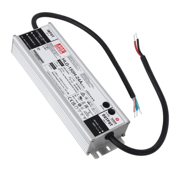 GloboStar® HLG-150H-24A MEANWELL Αδιάβροχο Μεταλλικό Τροφοδοτικό SELV για Προϊόντα LED 150W 6.25A - AC 220-240V σε DC 24V - Αδιάβροχο IP65 Μ22.8 x Π6.8 x Υ4cm - 3 Χρόνια Εγγύηση