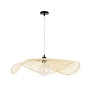 GloboStar® MELEMELE 01841 Boho Κρεμαστό Φωτιστικό Οροφής Μονόφωτο 1 x E27 AC220-240V IP20 - Φ75 x Υ10cm - Μπεζ Ξύλινο Μπαμπού Πλέγμα - 5 Χρόνια Εγγύηση