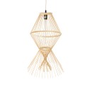 GloboStar® YOSHI 01928 Boho Κρεμαστό Φωτιστικό Οροφής Μονόφωτο 1 x E27 AC220-240V IP20 - Φ35 x Υ60cm - Μπεζ Ξύλινο Πλέγμα - 5 Χρόνια Εγγύηση