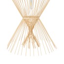 GloboStar® YOSHI 01928 Boho Κρεμαστό Φωτιστικό Οροφής Μονόφωτο 1 x E27 AC220-240V IP20 - Φ35 x Υ60cm - Μπεζ Ξύλινο Πλέγμα - 5 Χρόνια Εγγύηση