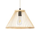 GloboStar® TYGEE 01930 Boho Κρεμαστό Φωτιστικό Οροφής Μονόφωτο 1 x E27 AC220-240V IP20 - Φ35 x Υ22cm - Μπεζ Ξύλινο Πλέγμα - 5 Χρόνια Εγγύηση