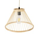 GloboStar® TYGEE 01930 Boho Κρεμαστό Φωτιστικό Οροφής Μονόφωτο 1 x E27 AC220-240V IP20 - Φ35 x Υ22cm - Μπεζ Ξύλινο Πλέγμα - 5 Χρόνια Εγγύηση