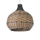 GloboStar® SEYCHELLES 01948 Boho Κρεμαστό Φωτιστικό Οροφής Μονόφωτο 1 x E27 AC220-240V IP20 - Φ40 x Υ40cm - Μπεζ με Καφέ & Χακί Ξύλινο Μπαμπού Πλέγμα Καμπάνα - 5 Χρόνια Εγγύηση