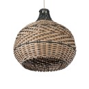 GloboStar® SEYCHELLES 01948 Boho Κρεμαστό Φωτιστικό Οροφής Μονόφωτο 1 x E27 AC220-240V IP20 - Φ40 x Υ40cm - Μπεζ με Καφέ & Χακί Ξύλινο Μπαμπού Πλέγμα Καμπάνα - 5 Χρόνια Εγγύηση