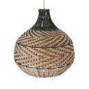 GloboStar® SEYCHELLES 01948 Boho Κρεμαστό Φωτιστικό Οροφής Μονόφωτο 1 x E27 AC220-240V IP20 - Φ40 x Υ40cm - Μπεζ με Καφέ & Χακί Ξύλινο Μπαμπού Πλέγμα Καμπάνα - 5 Χρόνια Εγγύηση