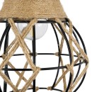 GloboStar® BELLARIVA 01962 Boho Φωτιστικό Τοίχου - Απλίκα Μονόφωτο 1 x E27 AC 220-240V IP20 - Μ10 x Π26 x Υ40cm - Μαύρο Μεταλλικό με Ξύλο και Μπεζ Σχοινί Πλεγμα - 5 Χρόνια Εγγύηση