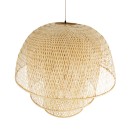 GloboStar® HIROKA 02046 Boho Κρεμαστό Φωτιστικό Οροφής Μονόφωτο 1 x E27 AC220-240V IP20 - Φ100 x Υ110cm - Μπεζ Ξύλινο Μπαμπού Πλέγμα Καμπάνα - 5 Χρόνια Εγγύηση