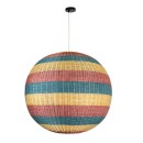 GloboStar® CABALLEROS 02064 Boho Κρεμαστό Φωτιστικό Οροφής Μονόφωτο 1 x E27 AC220-240V IP20 - Φ100 x Υ100cm - Μπλε με Κίτρινο και Κόκκινο Μπαμπού Πλέγμα Μπάλα - 5 Χρόνια Εγγύηση