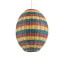 GloboStar® CABALLEROS 02065 Boho Κρεμαστό Φωτιστικό Οροφής Μονόφωτο 1 x E27 AC220-240V IP20 - Φ40 x Υ50cm - Πράσινο με Κίτρινο και Μπλε με Κόκκινο Ξύλινο Μπαμπού Πλέγμα - 5 Χρόνια Εγγύηση