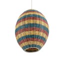 GloboStar® CABALLEROS 02065 Boho Κρεμαστό Φωτιστικό Οροφής Μονόφωτο 1 x E27 AC220-240V IP20 - Φ40 x Υ50cm - Πράσινο με Κίτρινο και Μπλε με Κόκκινο Ξύλινο Μπαμπού Πλέγμα - 5 Χρόνια Εγγύηση