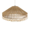 GloboStar® PUERTORICO 02099 Boho Κρεμαστό Φωτιστικό Οροφής Τριφωτο 3 x E27 AC220-240V IP20 - Φ80 x Υ35cm - Μπεζ με Λευκό Λεπτό Νήμα Πλέγμα Βαμβακερό Καπέλο - 5 Χρόνια Εγγύηση