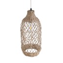 GloboStar® ECUADOR 02116 Boho Κρεμαστό Φωτιστικό Οροφής Μονόφωτο 1 x E27 AC220-240V IP20 - Φ23 x Υ50cm - Μπεζ Seagrass - Φύκι Πλέγμα Καμπάνα - 5 Χρόνια Εγγύηση